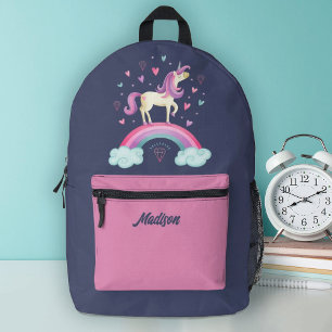Cute Girl Magical Rainbow Unicorn Printed Backpack