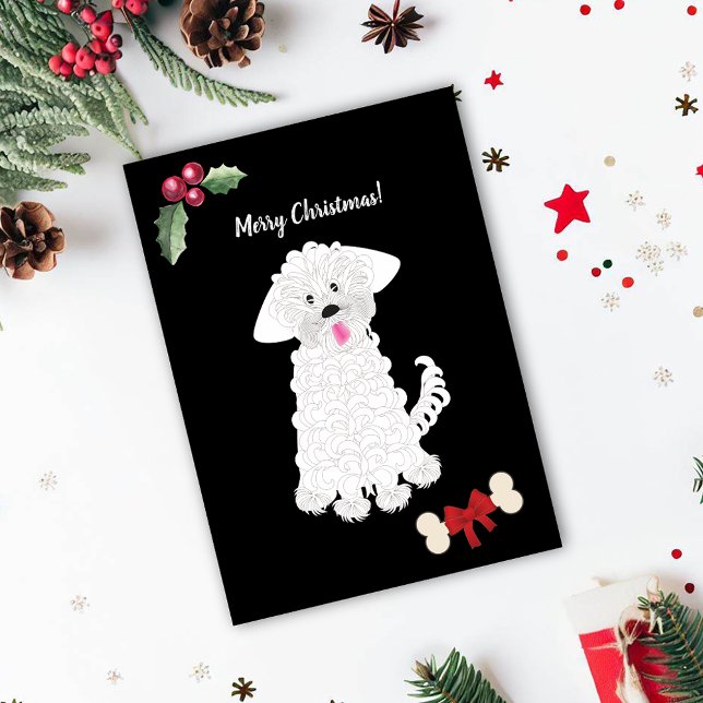 Cute Girl Maltese Dog Customisable Holiday Card (Creator Uploaded)