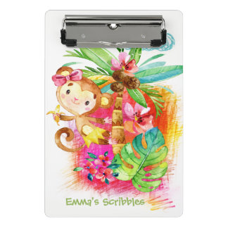 Cute Girl Monkey Climbing Tree Mini Clipboard