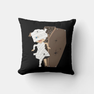 Cute Girl Mummy Coffin Halloween Design Cushion
