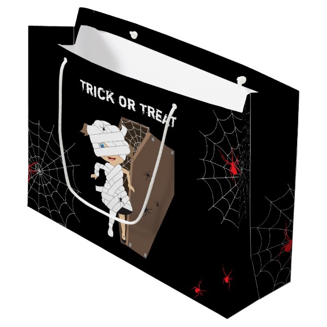 Cute Girl Mummy Coffin Halloween  Large Gift Bag (Front Angled)