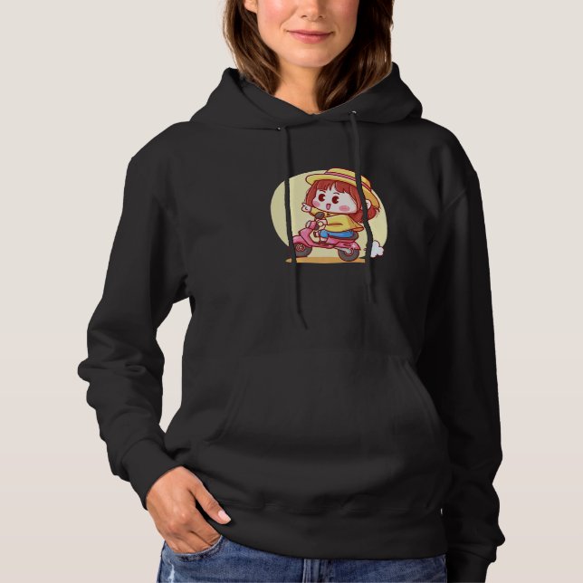 Cute Girl On A Scooter   Hoodie (Front)