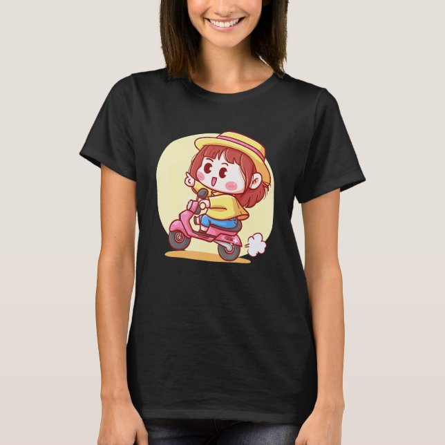 Cute Girl On A Scooter T-Shirt (Front)