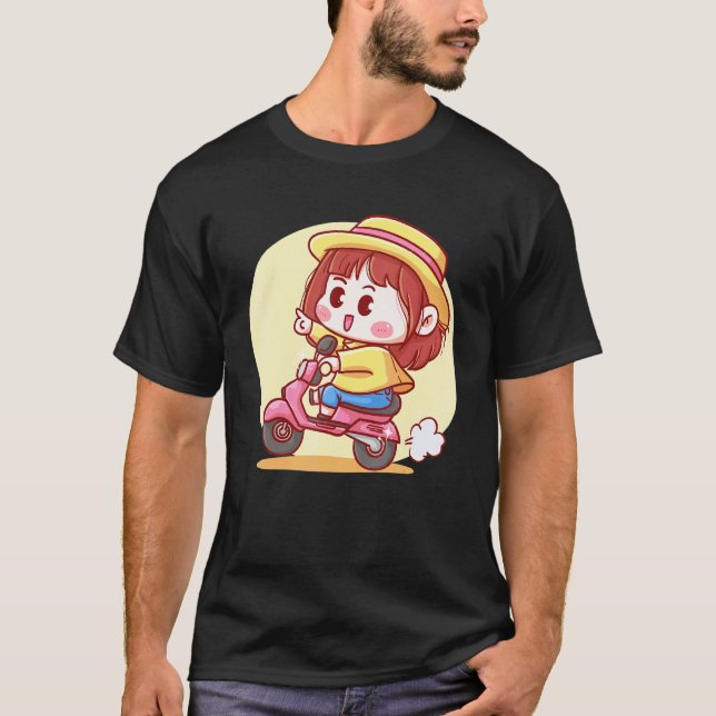 Cute Girl On A Scooter T-Shirt (Front)