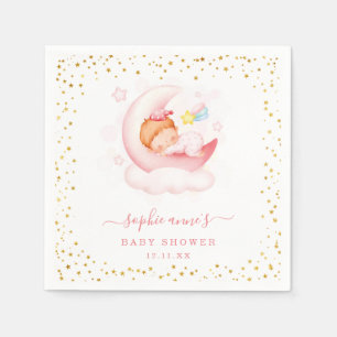 Cute Girl Over The Moon Baby Shower Baby Shower Napkin