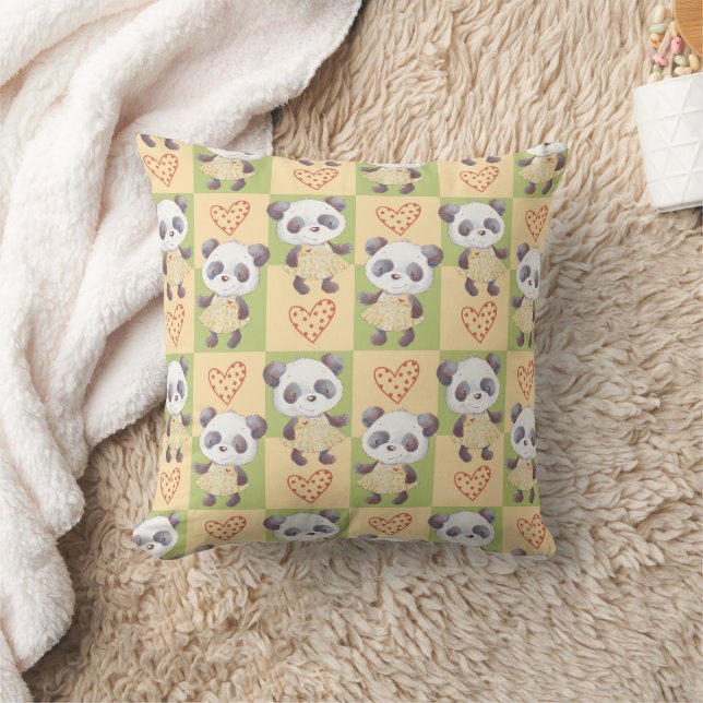 Cute Girl Panda Bear  Cushion (Blanket)