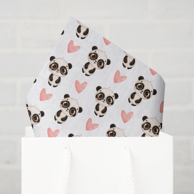 cute girl panda bear tiled party  tissue paper (Gift Bag)