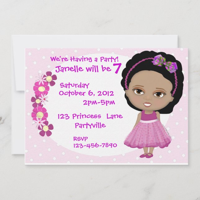 Cute Girl Party Invite (Front)