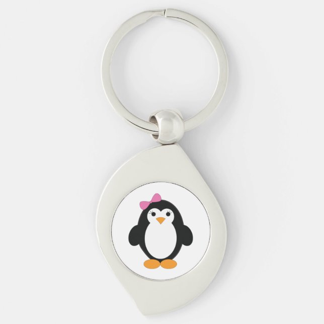 Cute Girl Penguin Key Ring (Front)