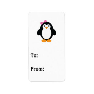Cute Girl Penguin Label
