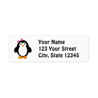 Cute Girl Penguin Return Address Label