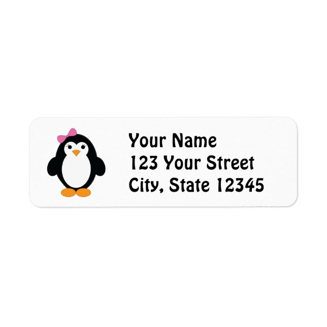 Cute Girl Penguin Return Address Label (Front)