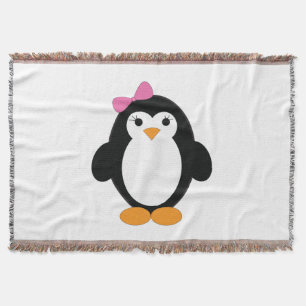 Cute Girl Penguin Throw Blanket