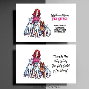 Cute Girl Pet Sitter Dog Walker Business Card