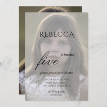 Cute girl photo birthday party invitation 