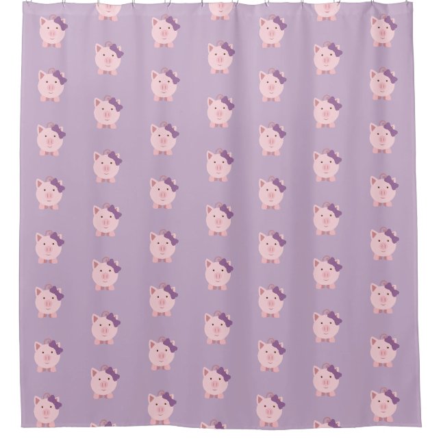 Cute Girl Pig Pattern  Shower Curtain (Front)