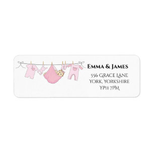 Cute Girl Pink Baby Shower Address Label Return Address Label