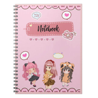Cute Girl Pink Notebook