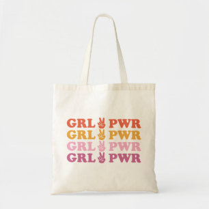 Cute Girl Power Peace Sign Tote Bag
