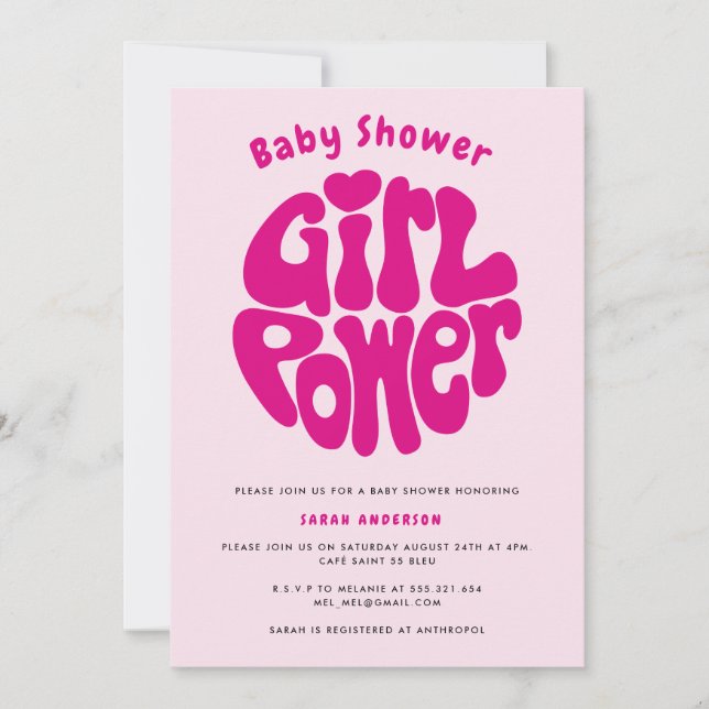 Cute Girl Power with Heart Invitation (Front)