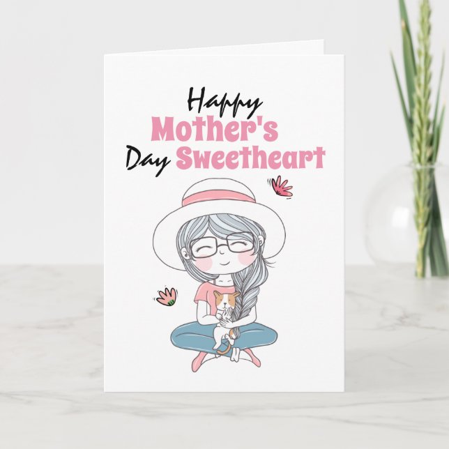 Cute girl puppy dog first Mother's Day poem Card (Front)