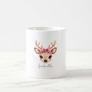 Cute Girl Reindeer Christmas Mug Personalise