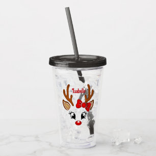 Cute Girl Reindeer Face Acrylic Tumbler