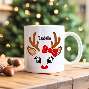 Cute Girl Reindeer Face Coffee Mug