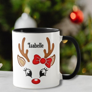 Cute Girl Reindeer Face Coffee Mug