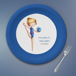 Cute Girl Rhythmic Gymnastics Birthday Party Paper Plate