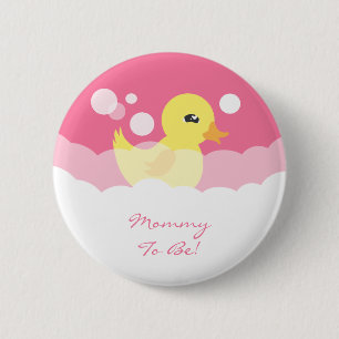 Cute Girl Rubber Ducky Baby Shower 6 Cm Round Badge