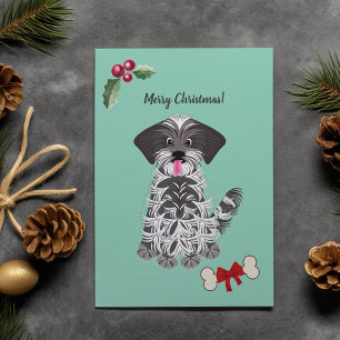 Cute Girl Shih Tzu Dog Customisable Holiday Card