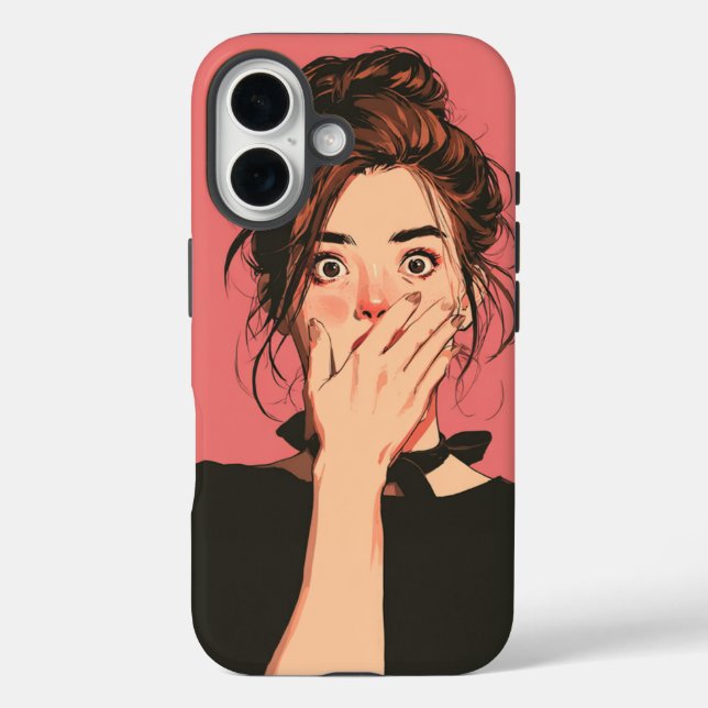 Cute Girl Shock Expression Cartoon Phone Case (Back)