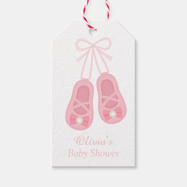 Cute Girl Shoes Ballerina Baby Shower Labels (Front)