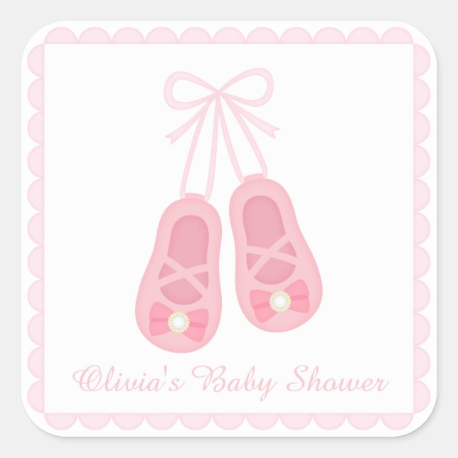 Cute Girl Shoes Ballerina Baby Shower Labels (Front)