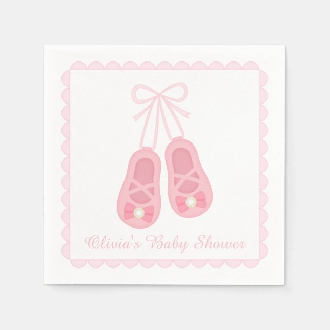 Cute Girl Shoes Ballerina Baby Shower Supplies Napkin (Front)