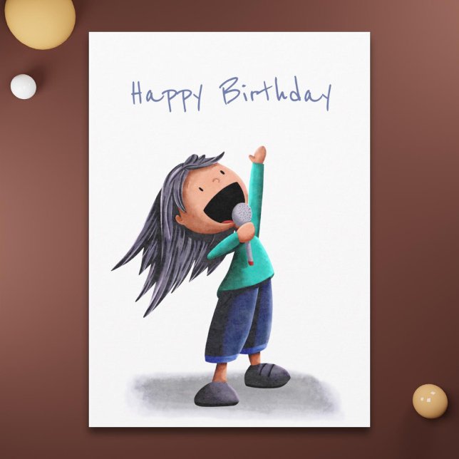 Cute Girl Singing Birthday  Card (Creator Uploaded)
