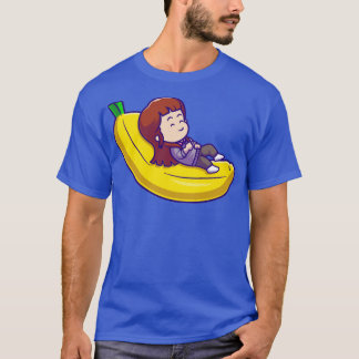 Cute Girl Sleeping On Bananas Cartoon1 T-Shirt