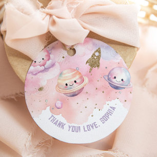 Cute girl Space Planets and stars thank you Favour Tags