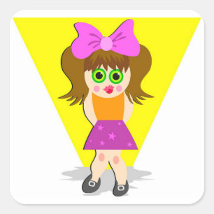 Cute Girl Square Sticker