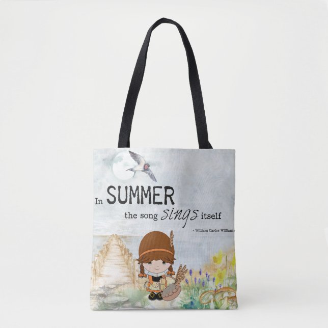 Cute Girl Summer Tote Bag (Front)