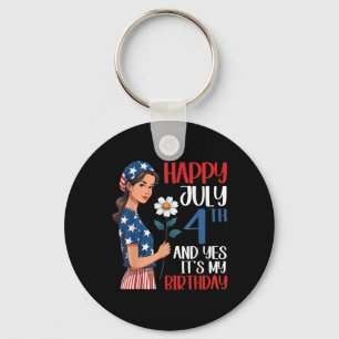 Cute Girl Sunflower Happy July 4th And Yes It’s My Key Ring