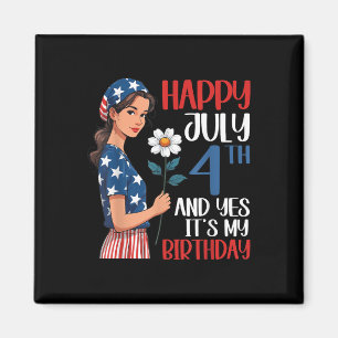 Cute Girl Sunflower Happy July 4th And Yes It’s My Magnet