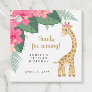 Cute girl tan and brown giraffe thank you favour tags