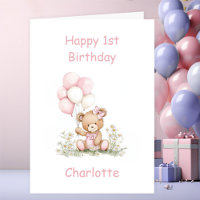 Cute Girl Teddy Bear 1st Birthday