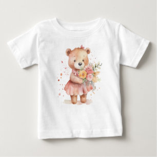 cute girl teddy bear baby t-shirt