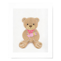Cute Girl Teddy Bear Nursery Art Print