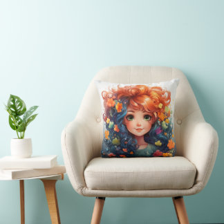Cute girl throw pillow
