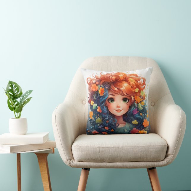 Cute girl throw pillow (Chair)
