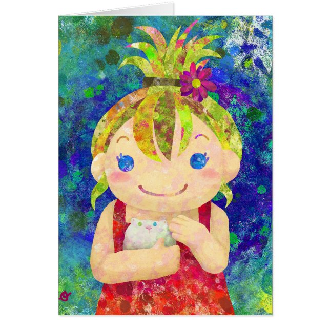 cute girl & white gunia pig (Front)